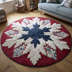 Winter Snowflake Tapestry Round Mat Rug - washable non-slip printed rug