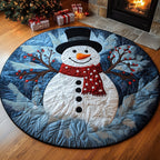 Winter Snowman Round Mat Rug - washable non-slip printed rug