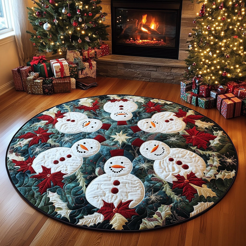 Winter Snowman Round Mat Rug - Nature Design | Serene Home Decor