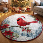 Winter Songbird Round Mat Rug - washable non-slip printed rug