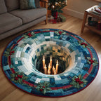 Winter Spiral Round Mat Rug - washable non-slip printed rug