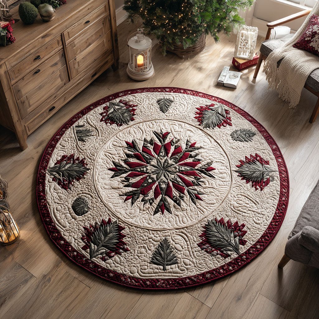 Winter Spruce Round Mat Rug - washable non-slip printed rug