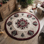 Winter Spruce Round Mat Rug - washable non-slip printed rug