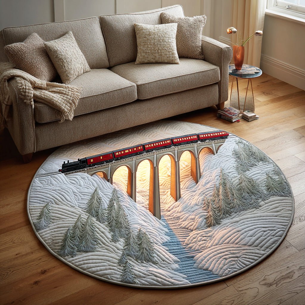 Winter Star Express Round Mat Rug - washable non-slip printed rug