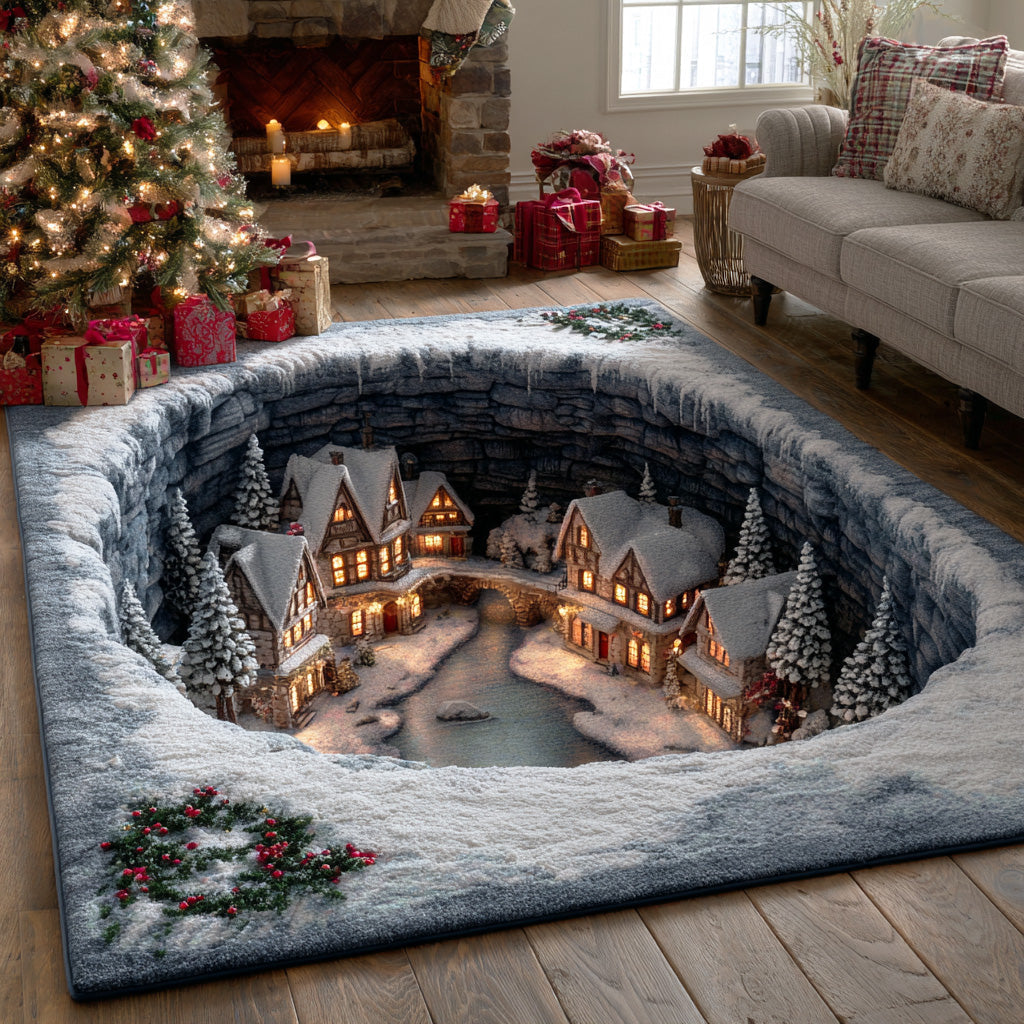 Winter Starlight area rug in a living room