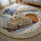 Winter Steam Ride Round Mat Rug - washable non-slip printed rug