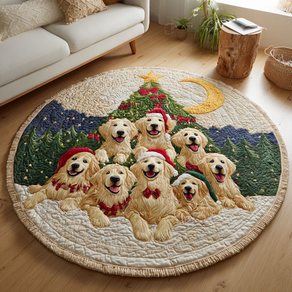 Winter Tail Round Mat Rug - washable non-slip printed rug