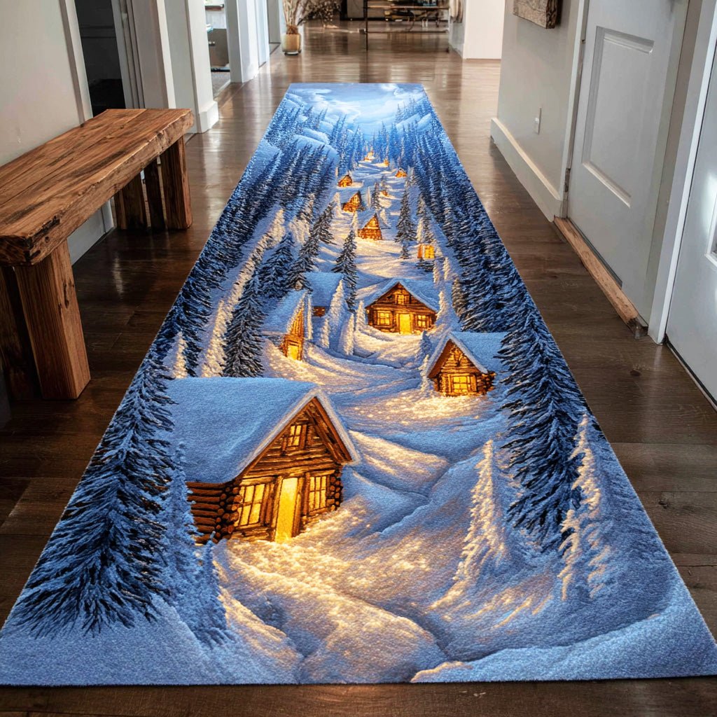 Winter Twilight Town Runner Carpet Runner Rug - Cute Pet Design | Animal Printed Runner Rug