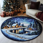 Winter Village (Design 2) Round Mat Rug - washable non-slip printed rug