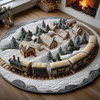 Winter Village Round Mat Rug - Nature Design | Serene Home Decor