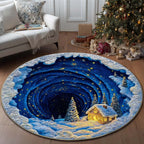 Winter Vortex Round Mat Rug - washable non-slip printed rug