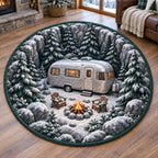 Winter Wanderlust Round Mat Rug - Nature Design | Serene Home Decor - washable non-slip printed rug