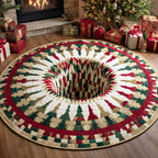Winter Whimsy Round Mat Rug - washable non-slip printed rug