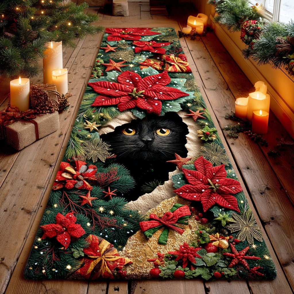Winter Whisker Magic Runner Carpet Runner Rug - Cute Pet Design | Animal Printed Runner Rug
