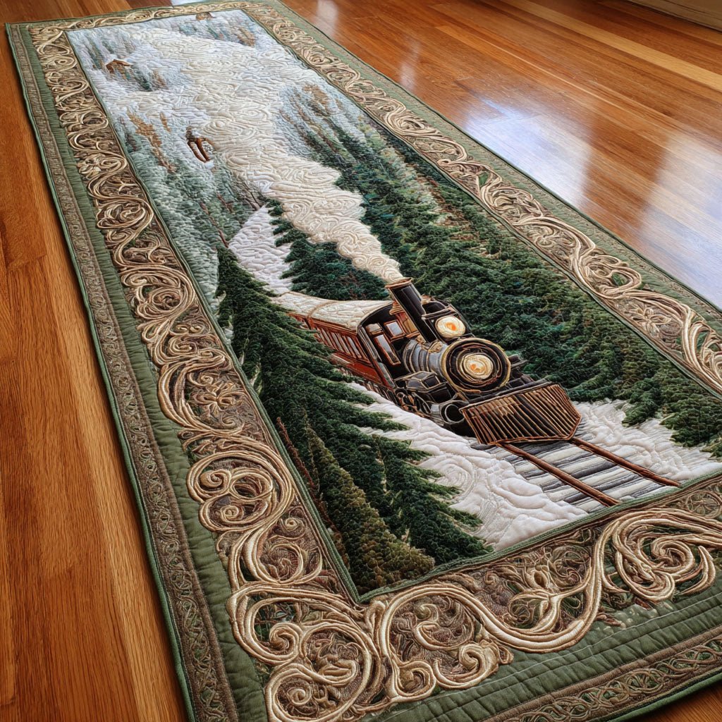 Winter Wonder Locomotive Runner Carpet Runner Rug - Cute Pet Design | Animal Printed Runner Rug