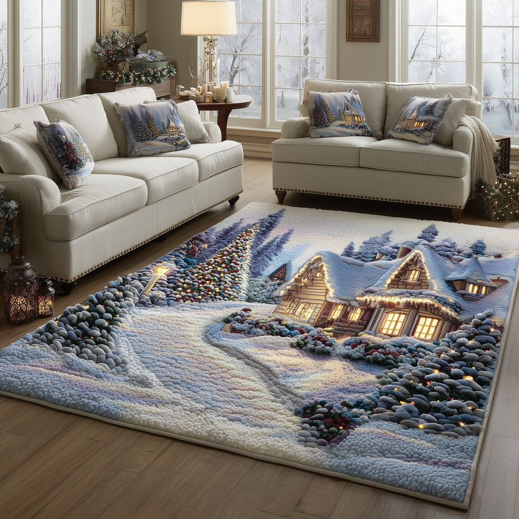 Winter Wonderland area rug in a living room