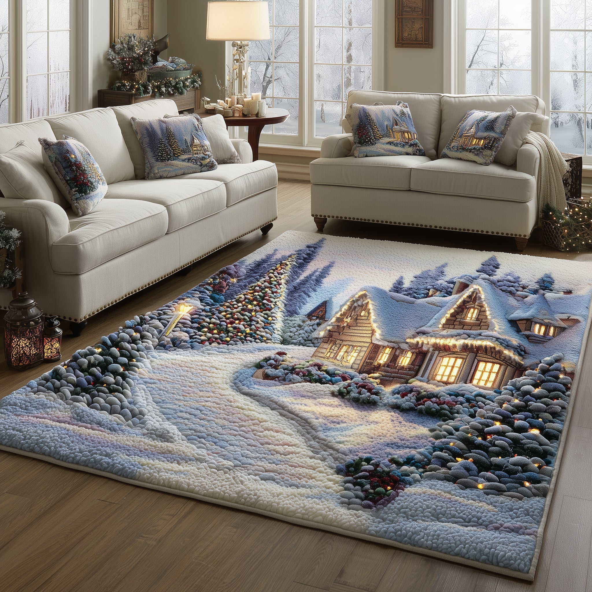 Winter Wonderland area rug in a living room
