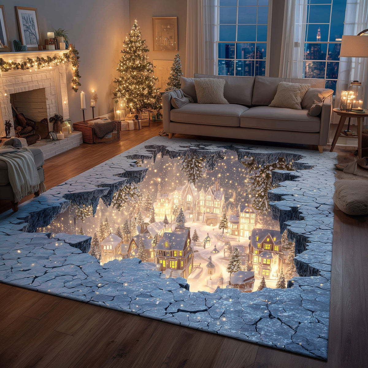 Winter Wonderland area rug in a living room