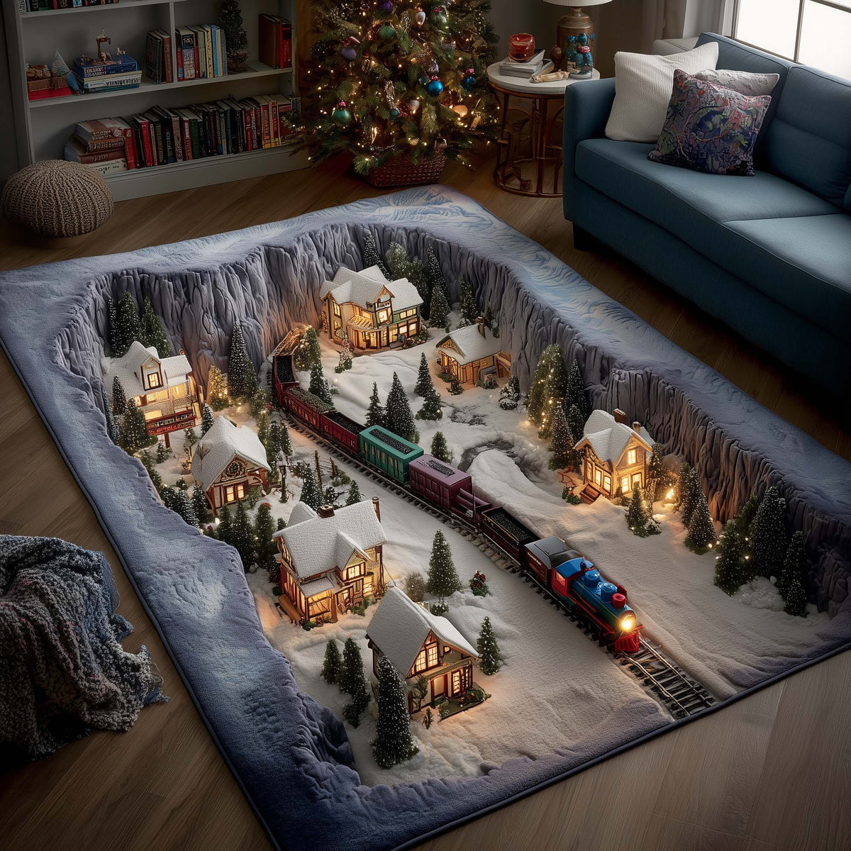Winter Wonderland area rug in a living room