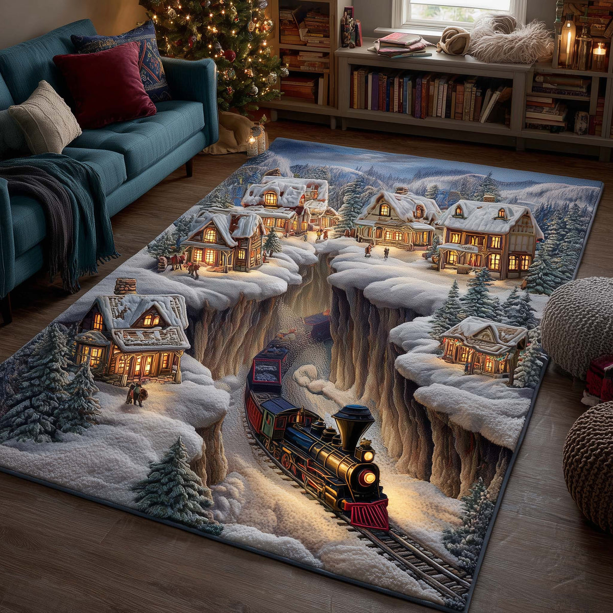 Winter Wonderland area rug in a living room