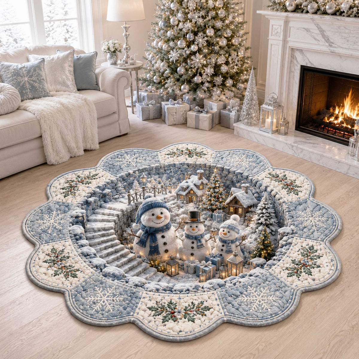 Winter Wonderland Custom Shape Area Rug - Nature Design | Nature Shaped Rug - washable non-slip printed rug