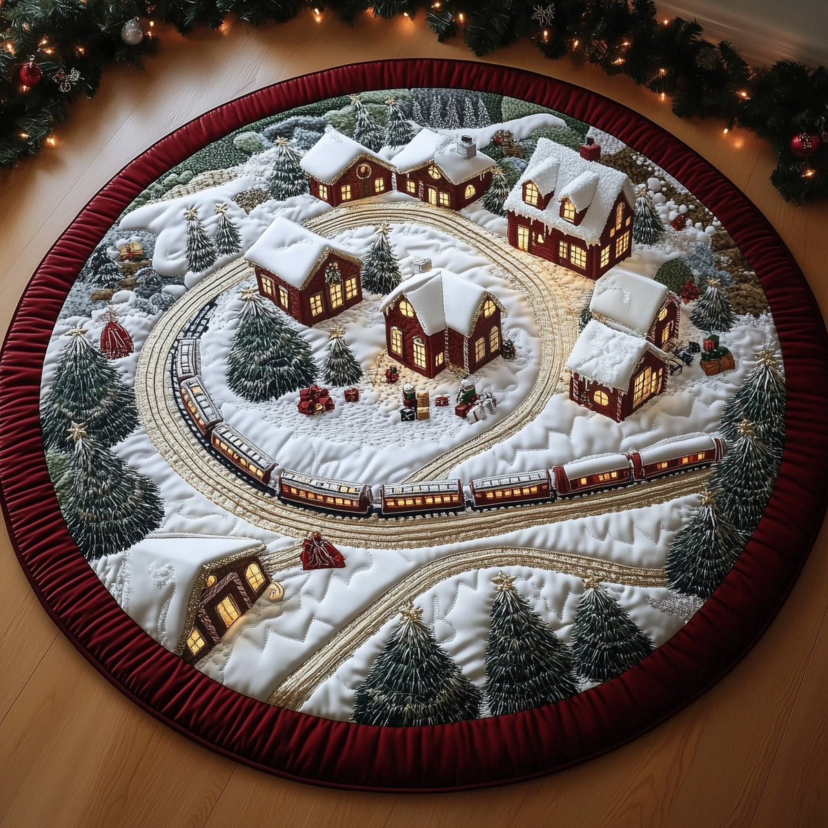 Winter Wonderland Round Mat Rug - washable non-slip printed rug