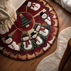 Winter Wonderlane Round Mat Rug - washable non-slip printed rug