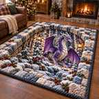 Winter Woodland Dragon area rug in a living room