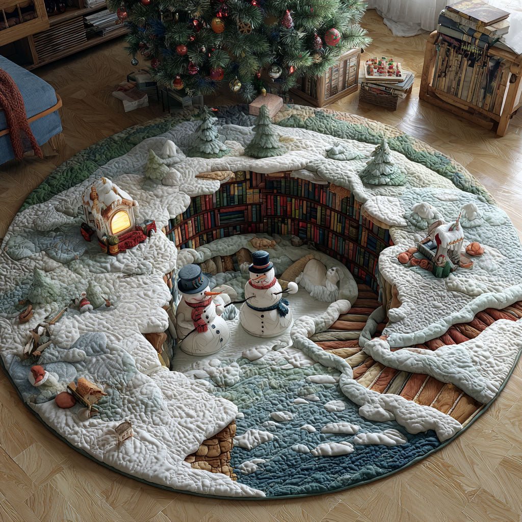 Winterbook Terrace Round Mat Rug - washable non-slip printed rug