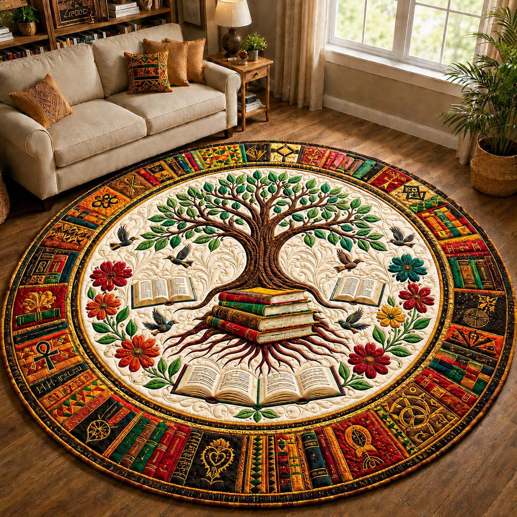 Wisdom Tree Round Mat Rug - Nature Design | Serene Home Decor
