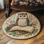 Wise Owl Round Mat Rug - washable non-slip printed rug