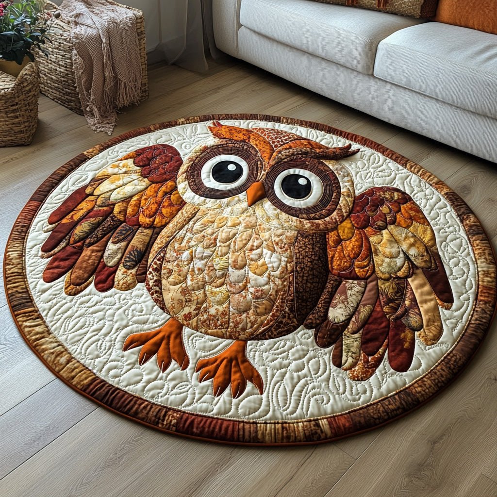 Wise Whisper Round Mat Rug - washable non-slip printed rug