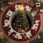 Wishes Christmas Tree Round Mat Rug - washable non-slip printed rug