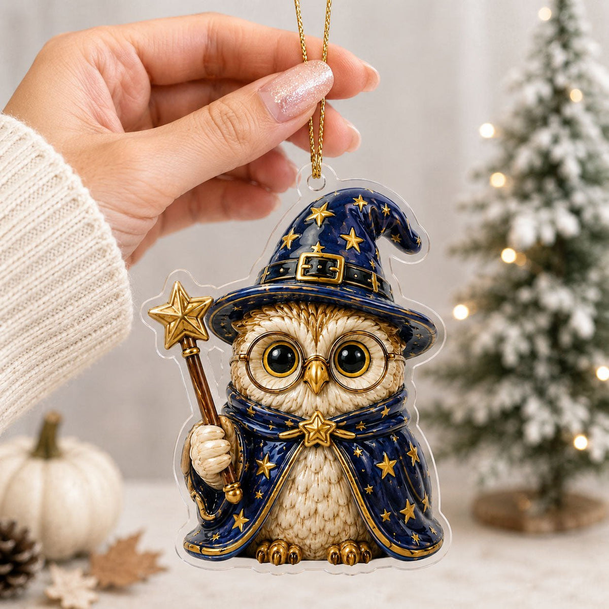 Witch Owl Christmas Ornament