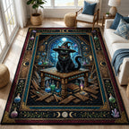 Witch Black Cat area rug in a living room