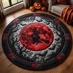 Witch Blood Moon Halloween Round Mat Rug - washable non-slip printed rug