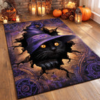 Witch Cat Night area rug in a living room