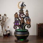 Witch Cauldron City wooden block, laser-cut 3-layer wood