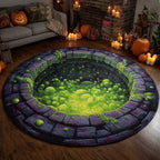 Witch Cauldron Halloween Round Mat Rug - washable non-slip printed rug