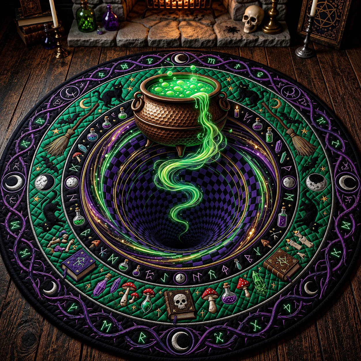 Witch Cauldron Vortex Round Mat Rug - Nature Design | Serene Home Decor