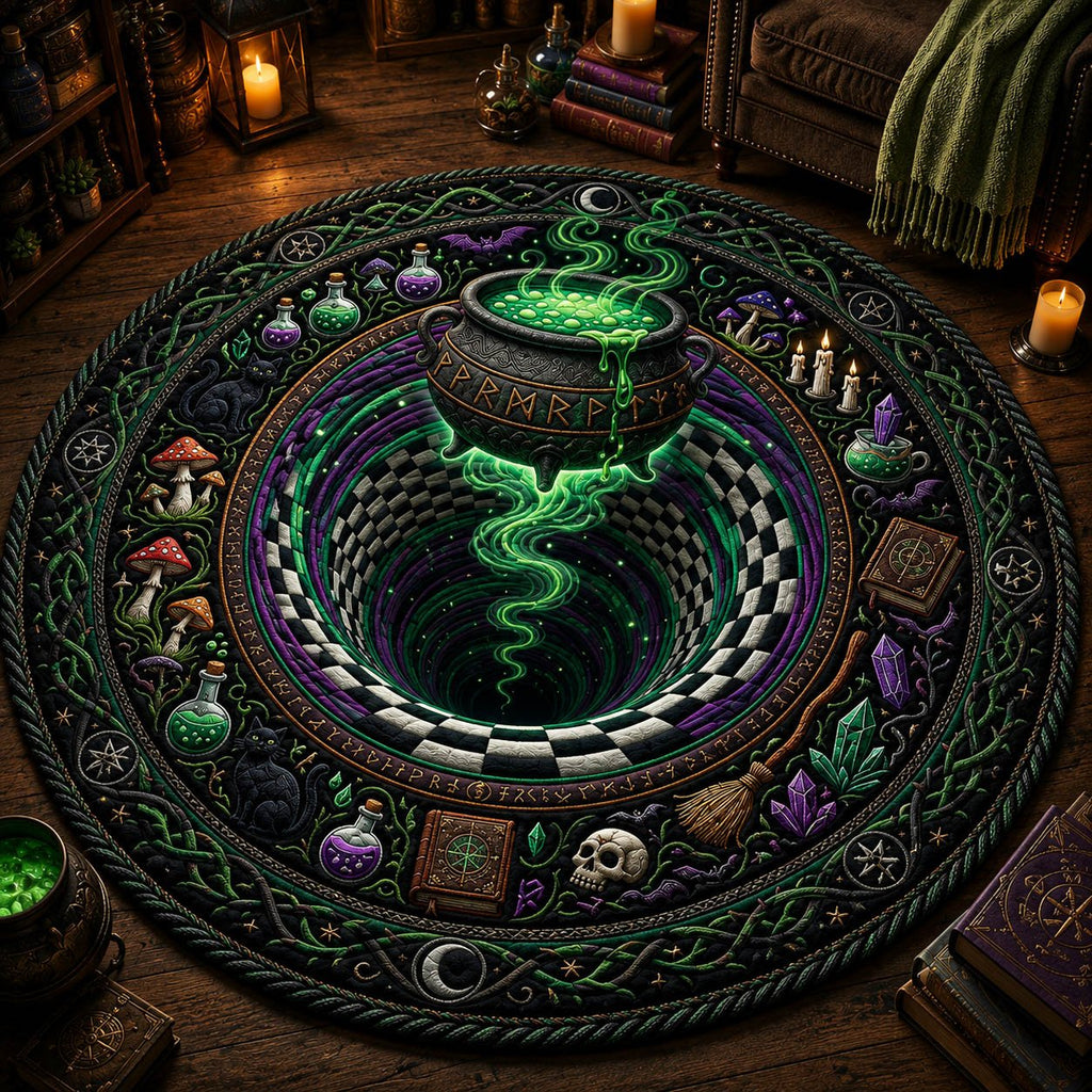 Witch Cauldron Vortex Round Mat Rug - Nature Design | Serene Home Decor