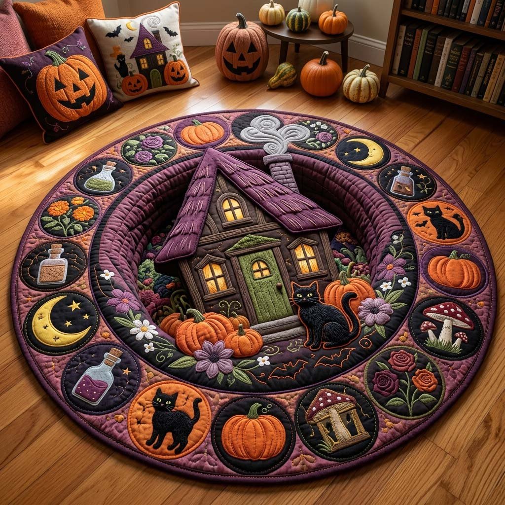 Witch Cottage Garden Round Mat Rug - Nature Design | Serene Home Decor