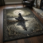 Witch Dancing Under Full Moon area rug in a living room