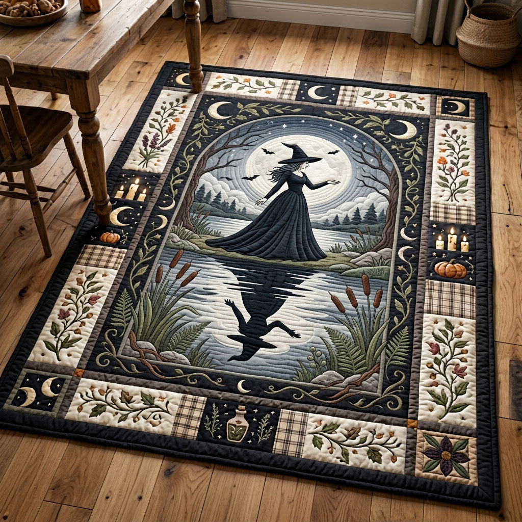 Witch Dancing Under Moon area rug in a living room