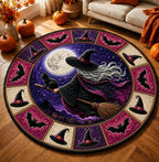 Witch Enchantment Round Mat Rug - Seasonal Design | Festive Home Decor - washable non-slip printed rug