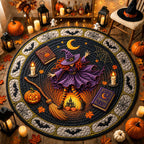Witch Falling Hole Halloween Round Mat Rug - washable non-slip printed rug