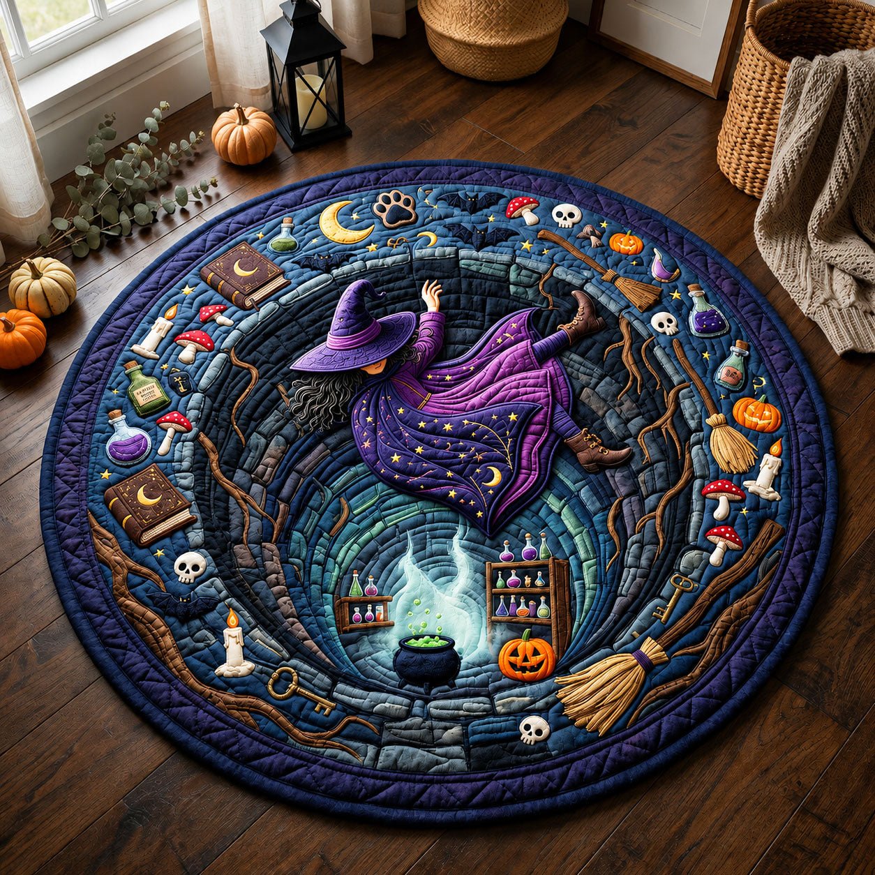 Witch Falling Into Poison Round Mat Rug - Nature Design | Serene Home Decor