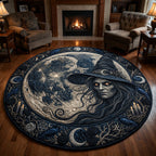 Witch Full Moon Halloween Round Mat Rug - washable non-slip printed rug