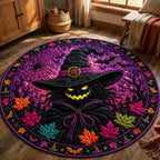 Witch Halloween Round Mat Rug - Seasonal Design | Festive Home Decor - washable non-slip printed rug