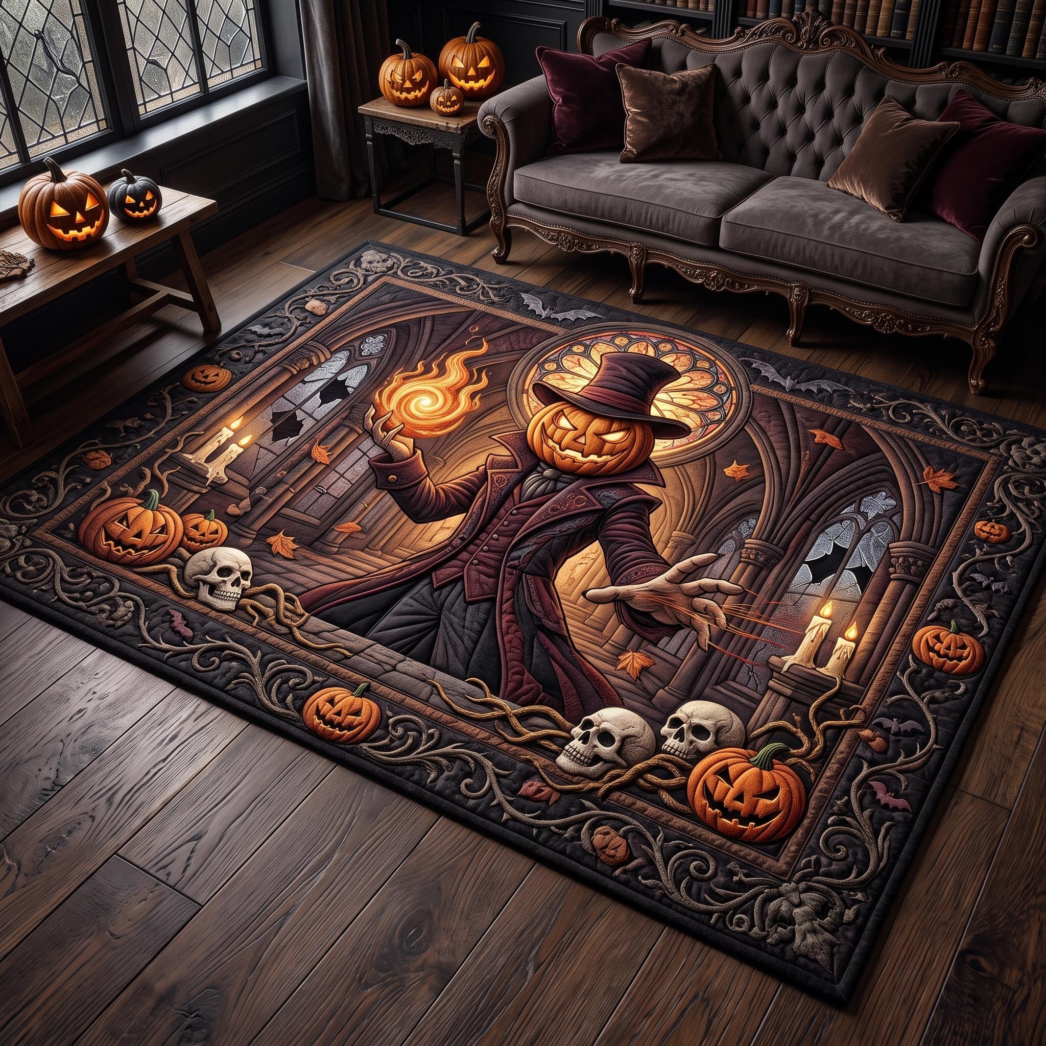 Witch Hollow area rug in a living room